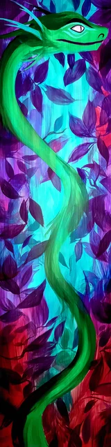 Free dragon bookmark featuring a green snake-like dragon